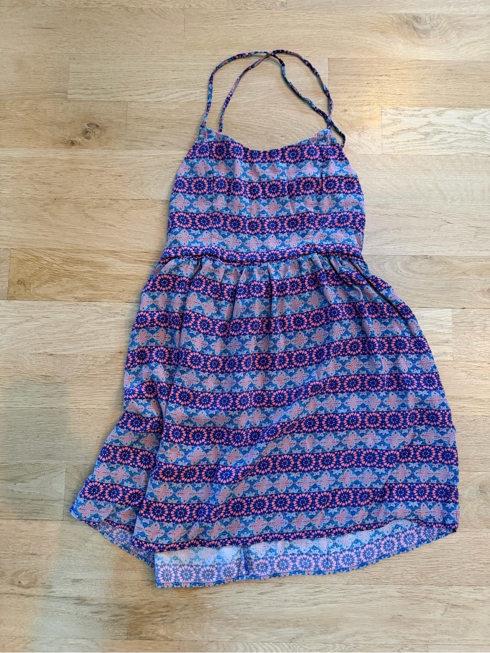 Forever 21 Blue and Pink Patterned Halter Dress size Medium